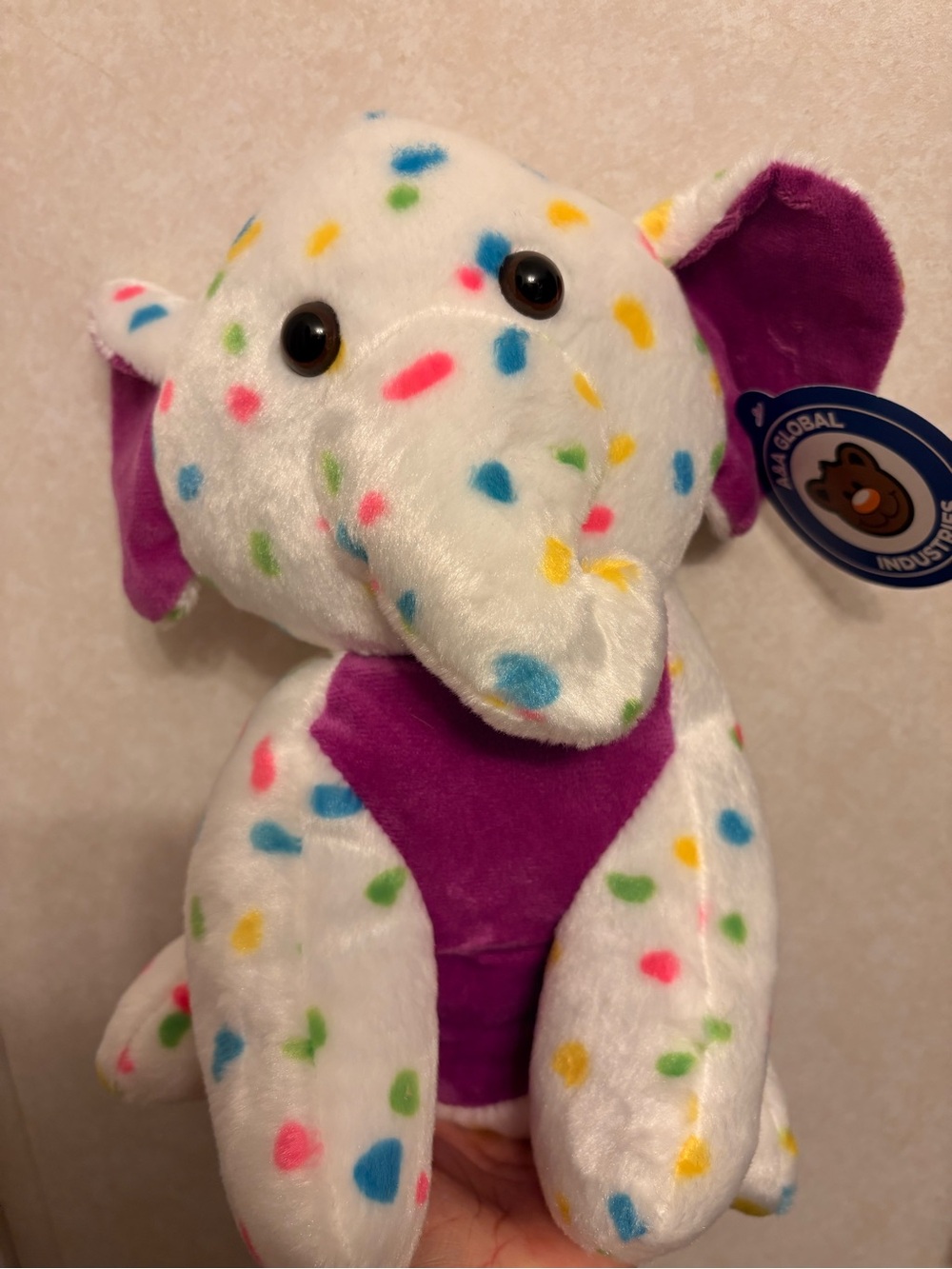 Plush Confetti Elephant Stuffed Toy - White & Purple